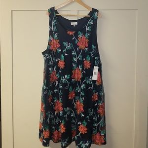Embroidered floral shift dress